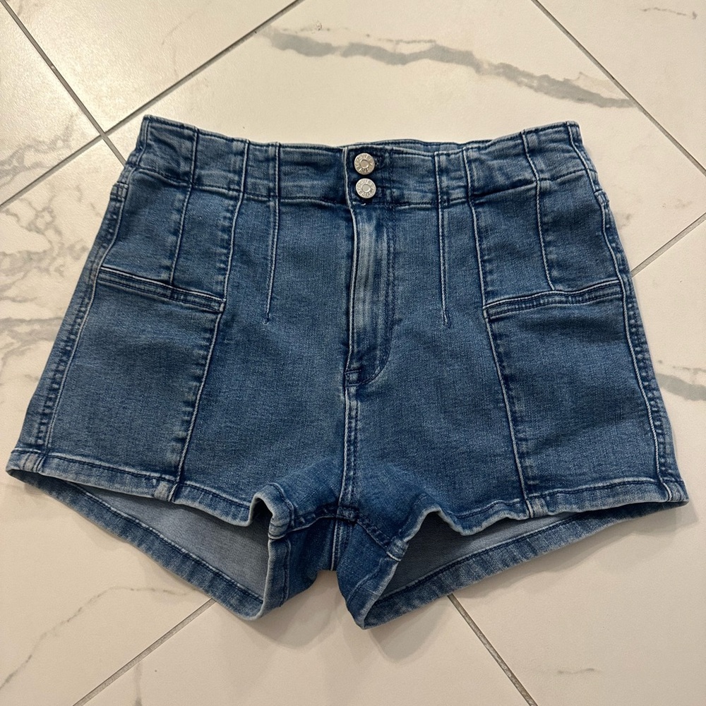 Guess Women's Dark Blue High-Rise Denim Shorts